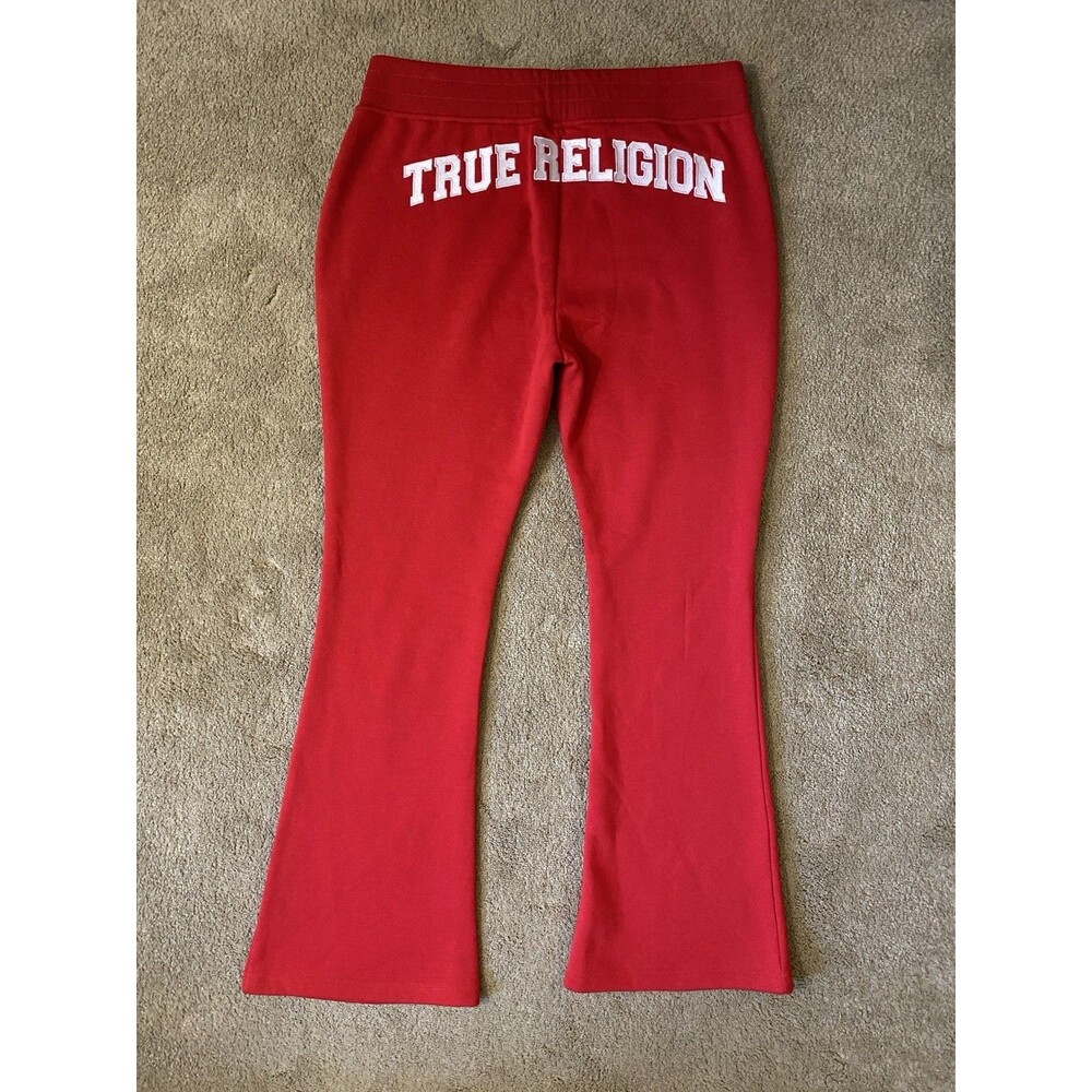 True Religion Mid Rise Red Sweatpants Bootcut Flare Y2K Inspired Size L